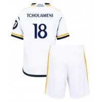 Real Madrid Aurelien Tchouameni #18 Replica Home Minikit 2023-24 Short Sleeve (+ pants)